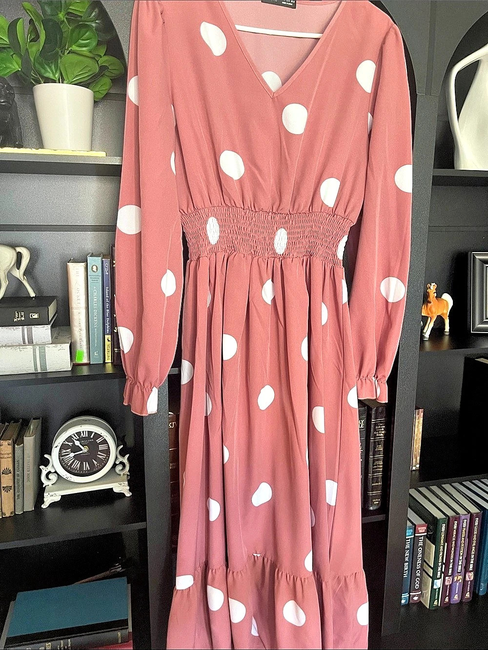 SHEIN Polka Dot Maxi Dress in Pink & White Size XL Like New